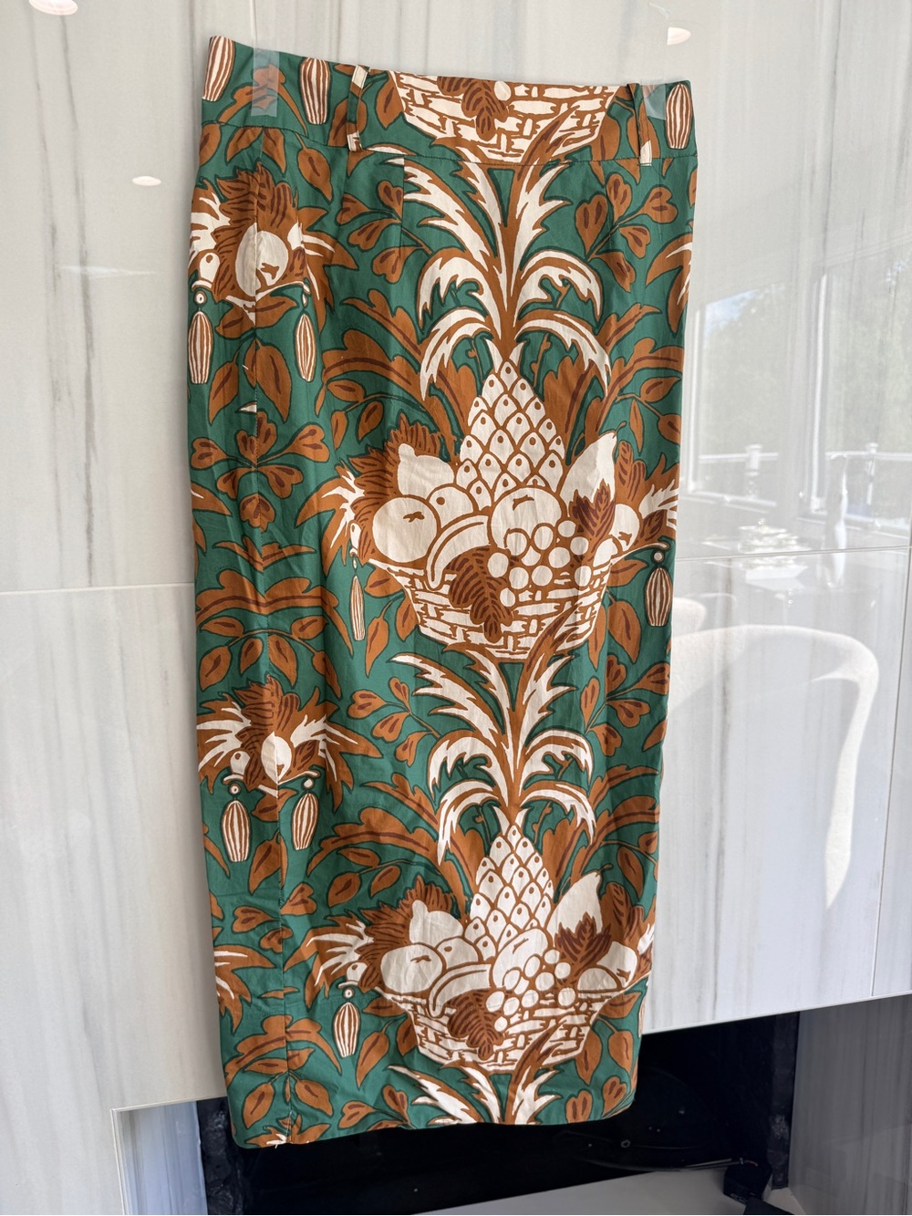 Cara Cara Green and Orange Botanical Print Skirt